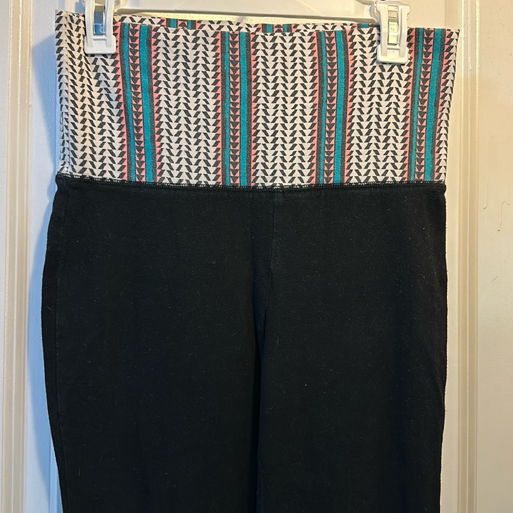 Black Mossimo Yoga Pants with Multicolor Patterned Band